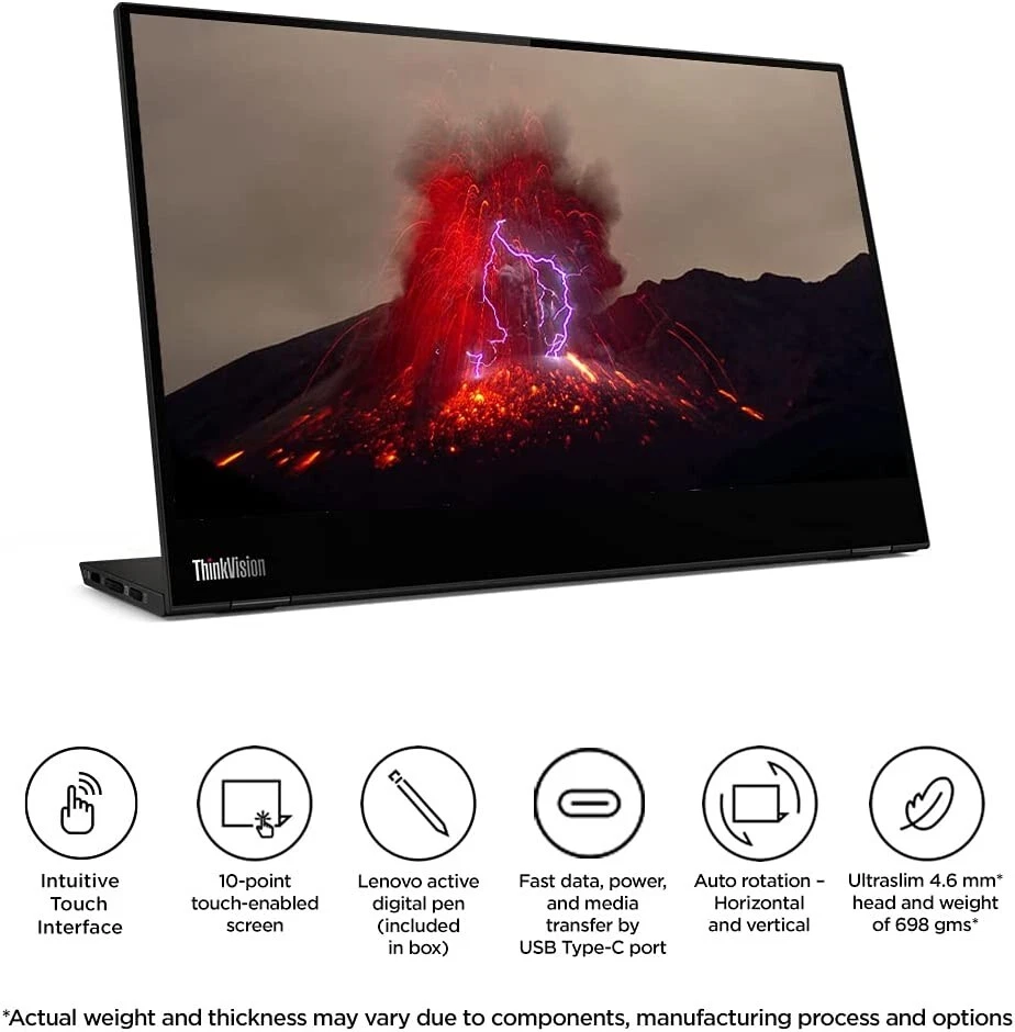 Lenovo ThinkVision M14t USB-C Portable Mobile 14