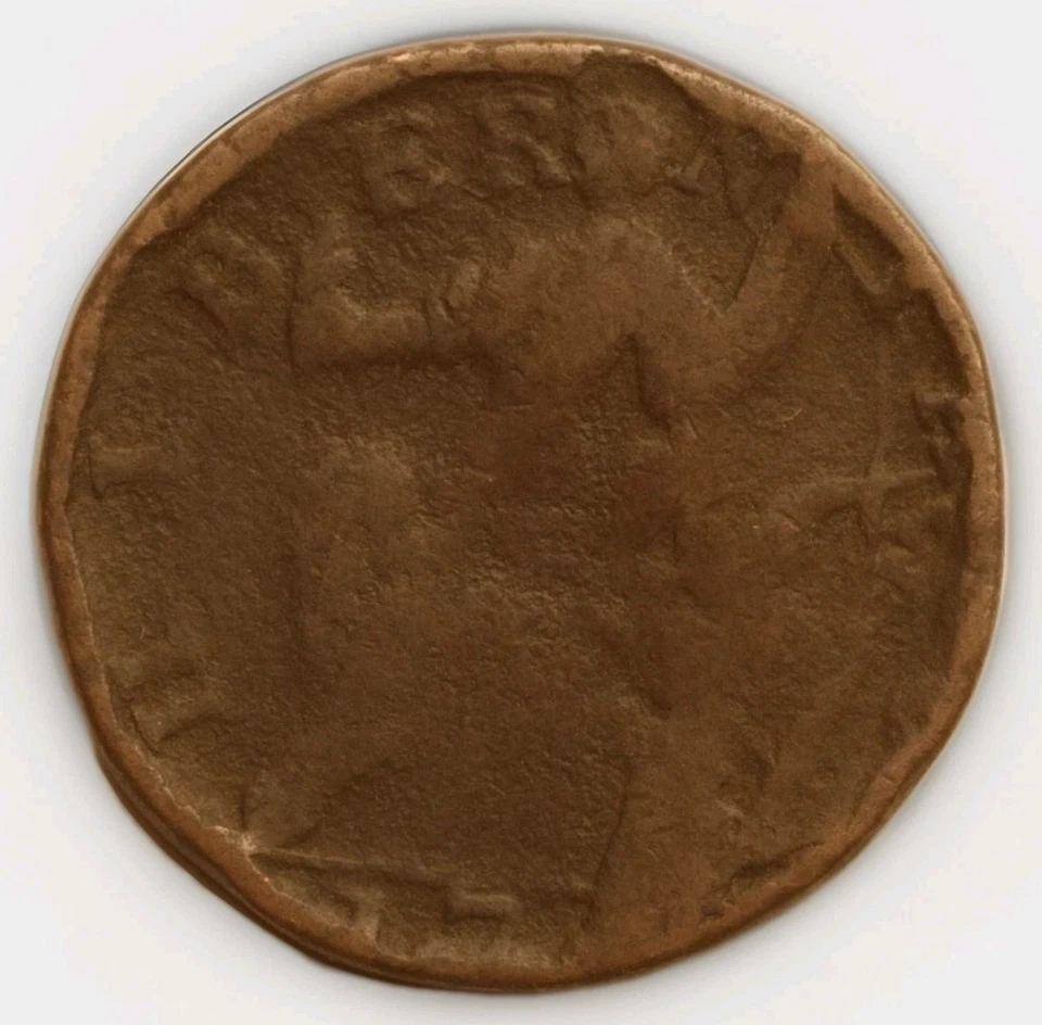 1760 VOCE POPULI Colonial Copper P Debajo Troquel Fallo N-14 Foto 4 de 4