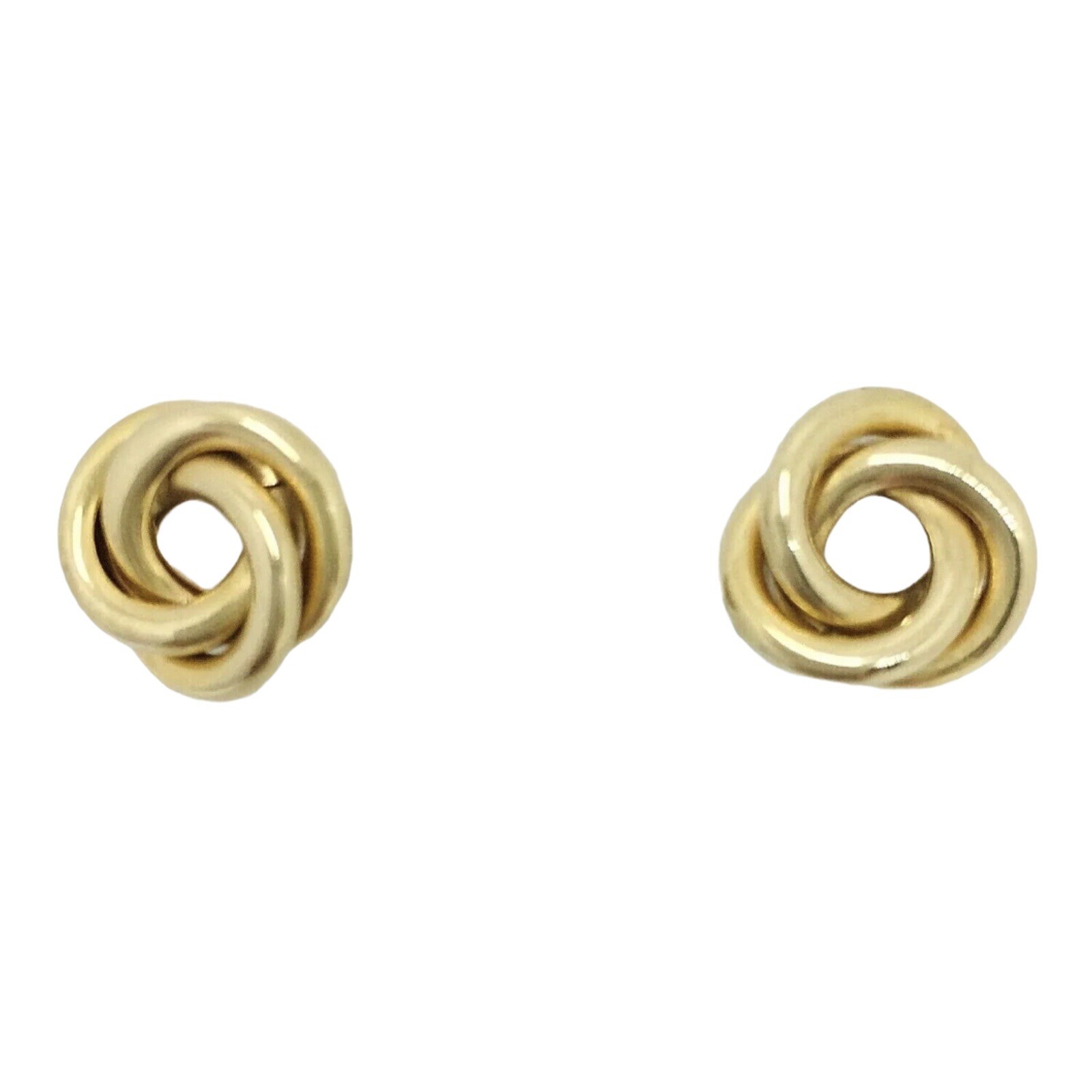 14k Solid Hollow Yellow Gold Love Knot Post Stud 14mm Ladies Earrings