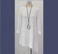 PRAIRIE COTTON USA W643 Waffle Weave Jersey  ANGLE-HEM A-Line TUNIC Top S M L XL