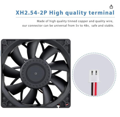 140mm High Static Pressure Cooling Fan 2-Pin 140x140x38mm DC 12V Ball Bearing...