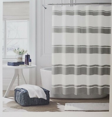 Tommy Hilfiger White Gray Independence Stripe Fabric Shower Curtain New  72x72 | eBay