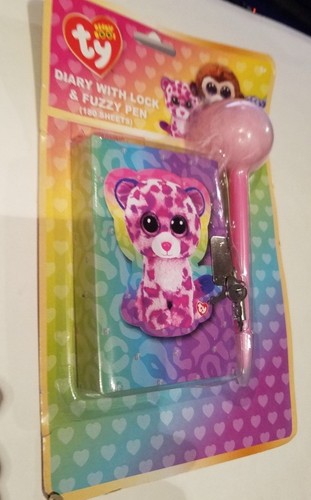 Ty Beanie Brand Multicolored Mini Diary Lock & Fuzzy Pen Age 3+ - Picture 2 of 2