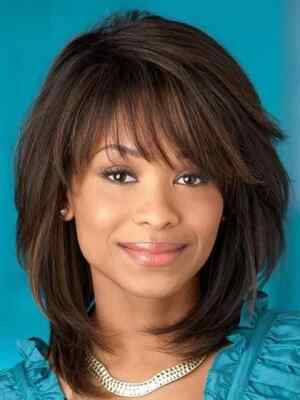 New Medium Length Layered Natural Brown Synthetic Hair Wigs Women Fashion