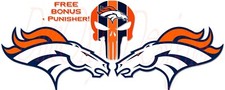 Pair of Denver Broncos Logos facing each other sticker/decal for Car/Boat/Wall