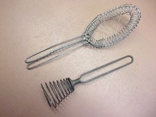 2 Antique Coiled Wire Kitchen Whisks Early Farmhouse Harvest Kitchen Utensils 