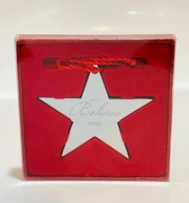   2009 Macy's BELIEVE STAR CHRSTMAS ORNAMENT New in Box Silver Red Box 3.5" 
