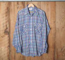 Vintage LEVI'S Blue, Orange, Green  Yellow Plaid Button Front Shirt Sz. L