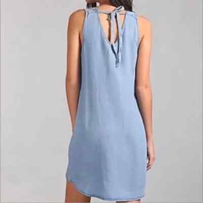 Gap Light Blue Denim Sleeveless V Neck Mini Shift Dress XS | eBay