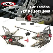 Arashi Footrest Rearsets Foot Pegs Pedal For Yamaha YZF R6 2003-2005 YZF-R6 GRAY