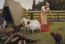 High Quality Oil Painting Women on the farm On Canvas Handpainted Modern Art 36"