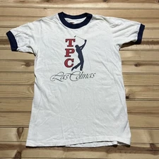 Vintage 80s TPC Las Colinas Four Seasons Golf Coarse Ringer Shirt Size Small