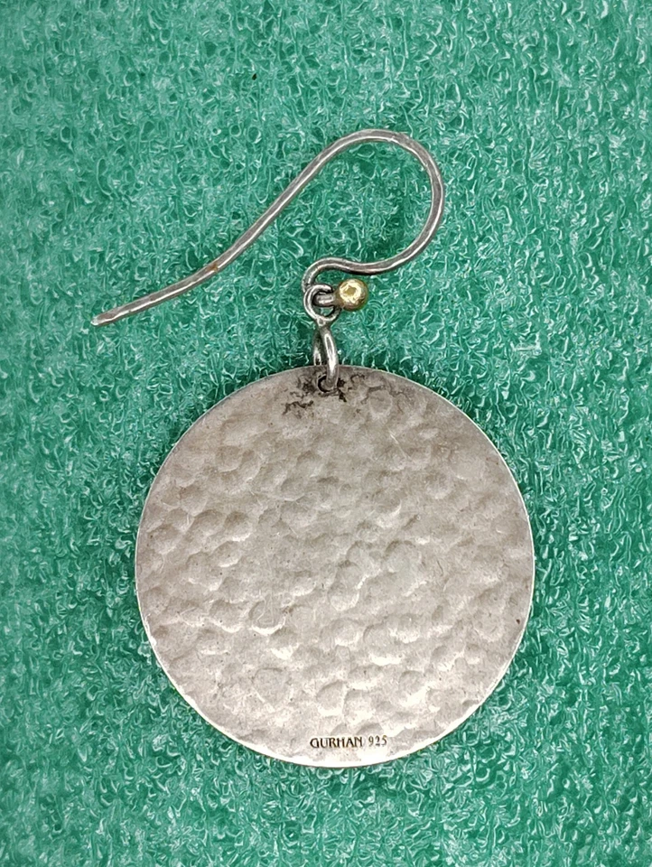 PENDIENTE ÚNICO GURHAN PLATA ESTERLINA 925 MARTILLADOS DISCOS COLGANTES Foto 4 de 4