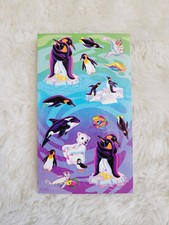 Lisa Frank RARE Vtg Penguin Killer Whale Polar Bear Seal Sticker Sheet Square