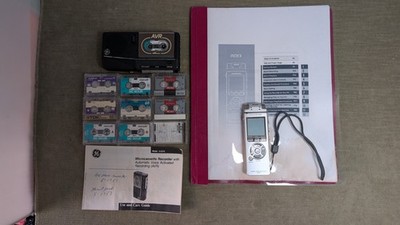 Lot of Vintage GE AVR Model 3-5376 & Olympus DVR DS-40 and 9 micro cassettes