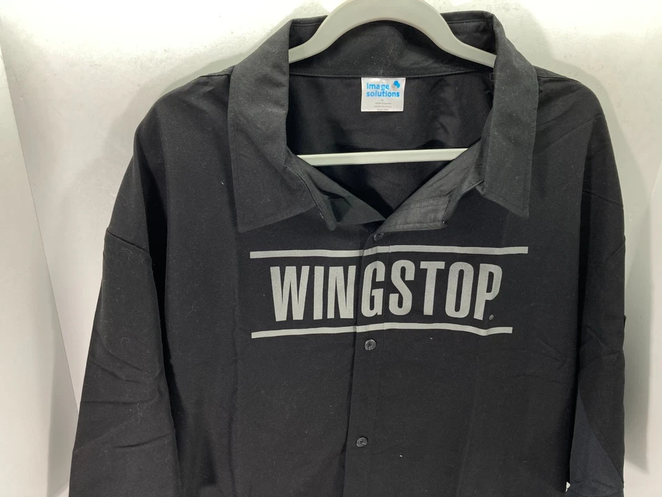  Wingstop Image Solutions Employee Button Up Shirt Mens XL Black Short Sleeve - Image 2 of 4