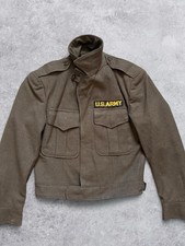 WWII WW2 1940s Vintage Military Army Green Wool Inspector Field Jacket Strap 34s