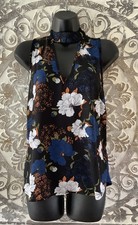 Ladies Sleeveless High Neck Black Floral Top ~ Atmosphere ~ Size 12 