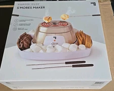 S'mores Maker SHARPER IMAGE Indoor Electric Tabletop +4 Skewers NIB Gift Quality