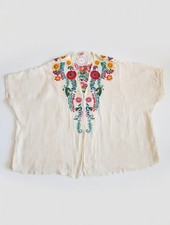 Umgee Embroidered Floral Cardigan Open Front Size M/L Cream Boho Open Front