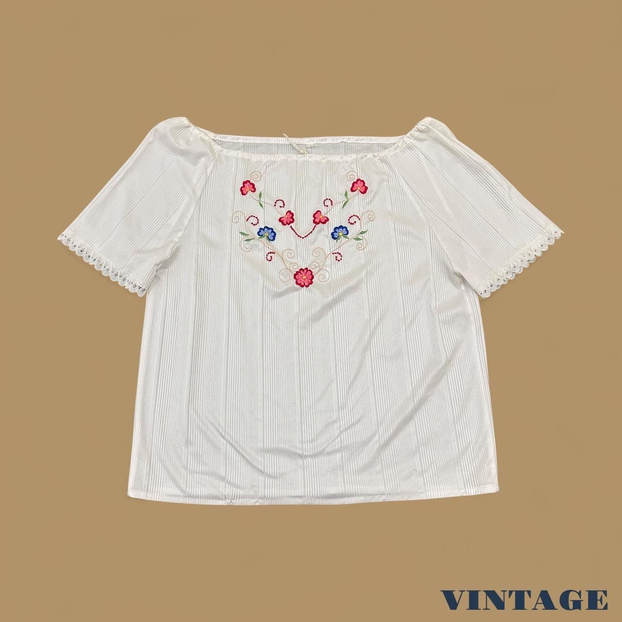 Túnica Bordada Vintage Blanca Grande