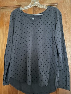 Ann Taylor Loft Polka Dot Scoop Neck T- Shirt- Size L