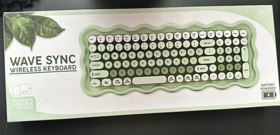 iJoy Wave Sync Wireless Keyboard Battery Powered Multi-Device Green White