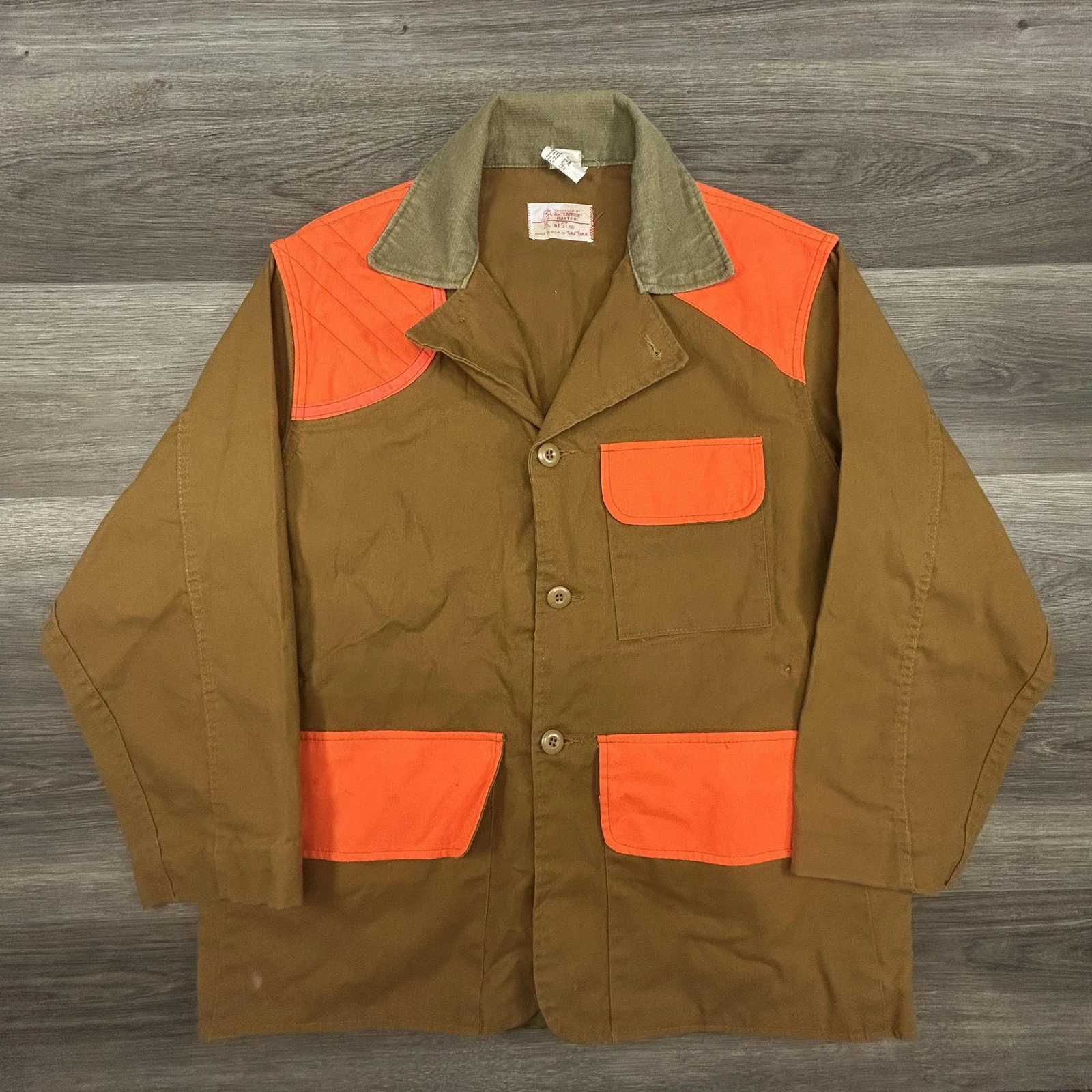 True Vintage 60s Saf-T-Bak Jacket Mens Large Hunting Fishing Blaze Orange USA