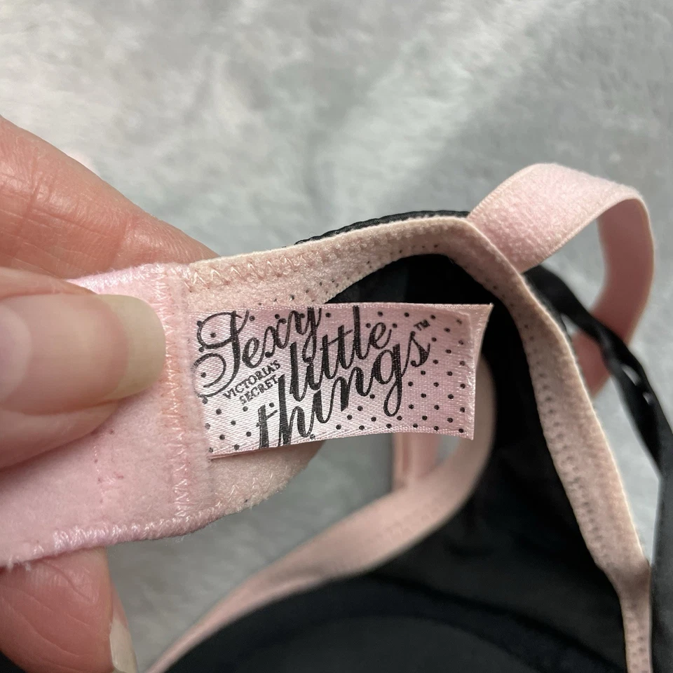 Victoria's Secret сексуальный маленькая вещь бюстгальтер 32D черный розовый русалка литой пуш-ап - Изображение 4 из 4