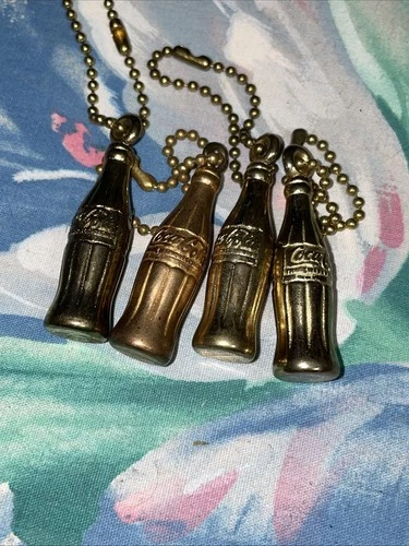 4-Vintage Coca Cola Coke Metal Soda Bottle Advertising Keychain Used Collectible