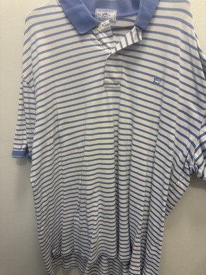 Southern Tide Striped Polo Shirt Size 2XL White/Blue