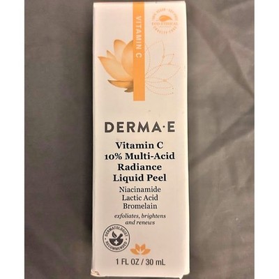 DERMA E Vitamin C 10% Multi Acid Liquid Peel Exfoliating Brightening 1oz Exp6/26