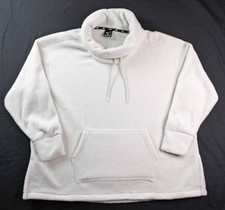 Nike Womens L Pullover Fleece Top Funnel High Collar Long Sleeve Ivory 85 NEW