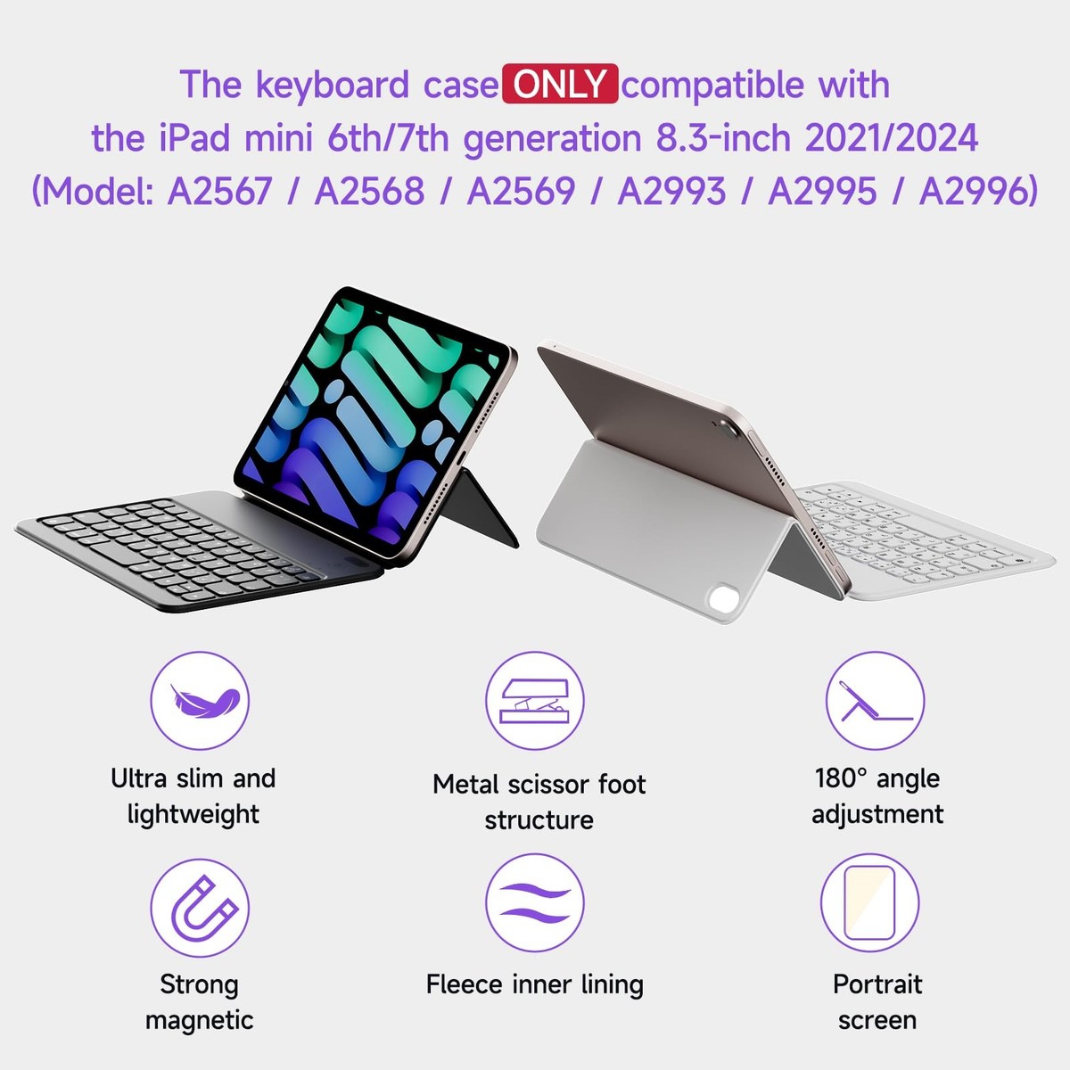 HOU Keyboard Case for iPad mini 7th (A17 Pro, 2024) & 6th (2021