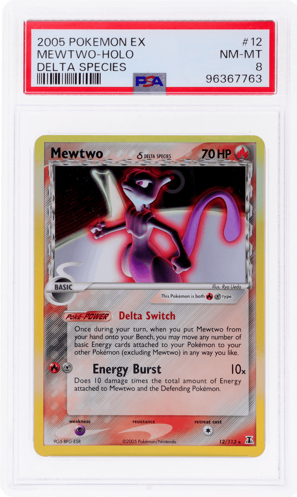 2005 Pokemon Ex Delta Species Mewtwo Holo #12 PSA 8
