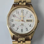 VTG Seiko Railroad Approved 5Y23-8049 Quartz Day Date Gold Tone Watch Running
