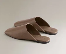 Zara Home Brown Leather Mule Slippers Shoes Flats Size 36 / 6 Madewell Style