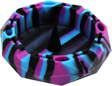1 Silicone Geometric Ashtray - Black/Blue/Purple - Unbreakable Multipurpose Port