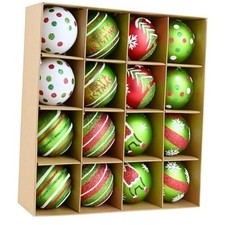 16PCS Christmas Ball Ornaments - 2.36in Red and Green Green  Red  White