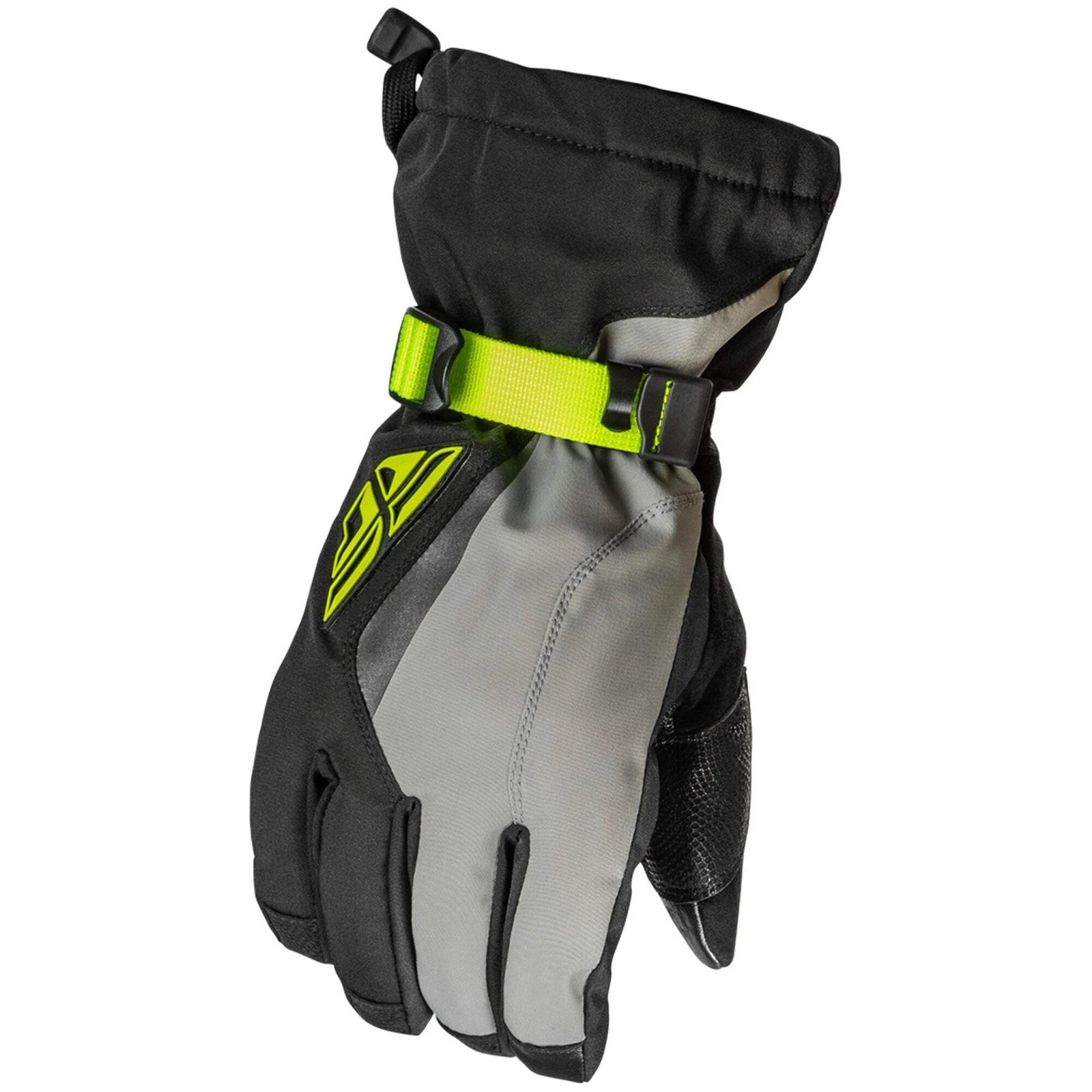 Fly Racing Title Gauntlet Snowmobile Gloves - Black / Grey / Hi-Vis - 371-0602