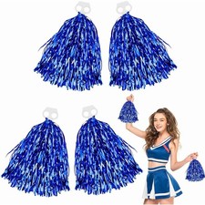 Cheerleading Pom Poms 4 Pack Metallic Foil Cheer Hand Flowers for Squad Team