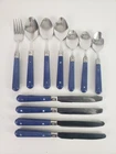 LE PRIX Stainless Flatware BLUE HANDLE Set of 11 Knives Spoons Fork