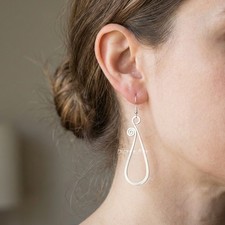Hammered 925 sterling silver Teardrop Dangle Earrings, Boho Statement Jewelry