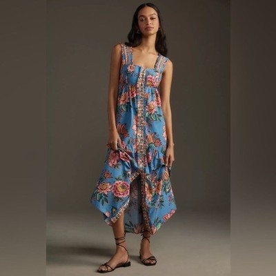 Farm Rio Wonderful Bouquet Sleeveless Midi Dress, Size X-Small, $285