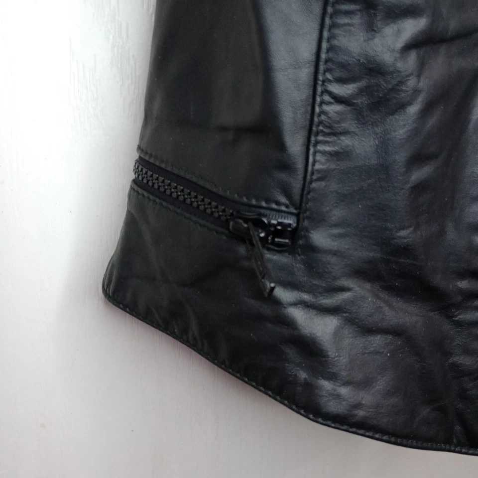 Wilsons Motociclista Cuero Halter Top Negro Cremallera Frontal Moto Corsé Estilo Mujer’s M Foto 4 de 4