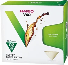 V60 Paper Coffee Filter, Size 02, Natural, 100Ct Box