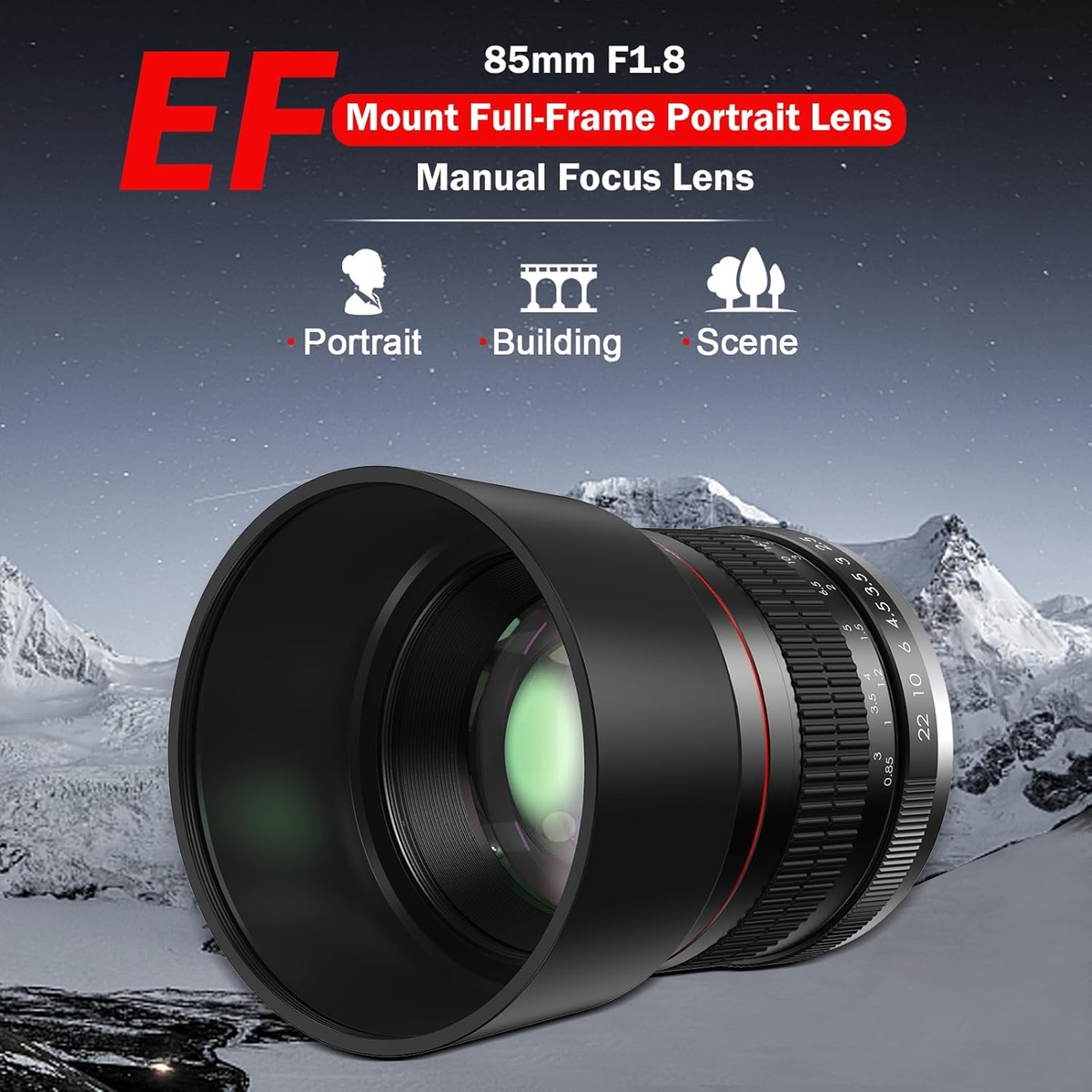 85Mm F1.8 Portrait Lens - EF Lens for Canon, Manual Focus (MF) for