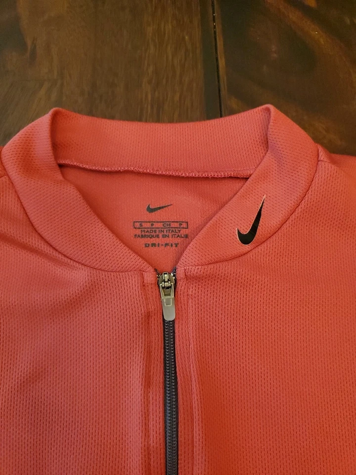 Camiseta de ciclismo Nike para mujer talla pequeña 3/4 cremallera Dri-Fit sin mangas rosa-gris Foto 2 de 4