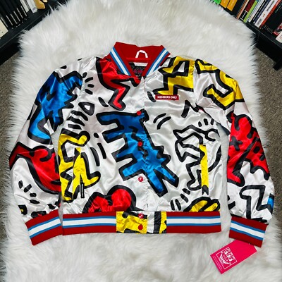 MEMBERS ONLY X KEITH HARING WOMENS JACKET COLORFUL ICONS