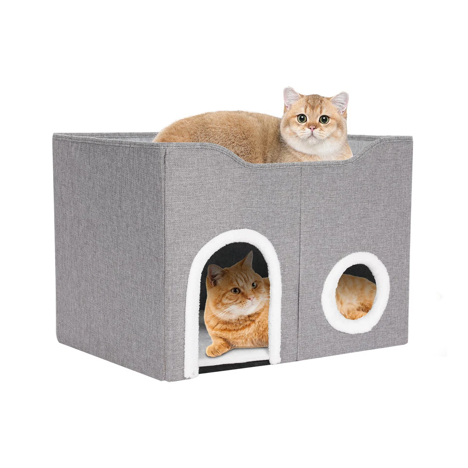 Cat House Large Indoor Cats Bed Cute Modern Cat Condo Shelter Foldable - Image 4 of 4
